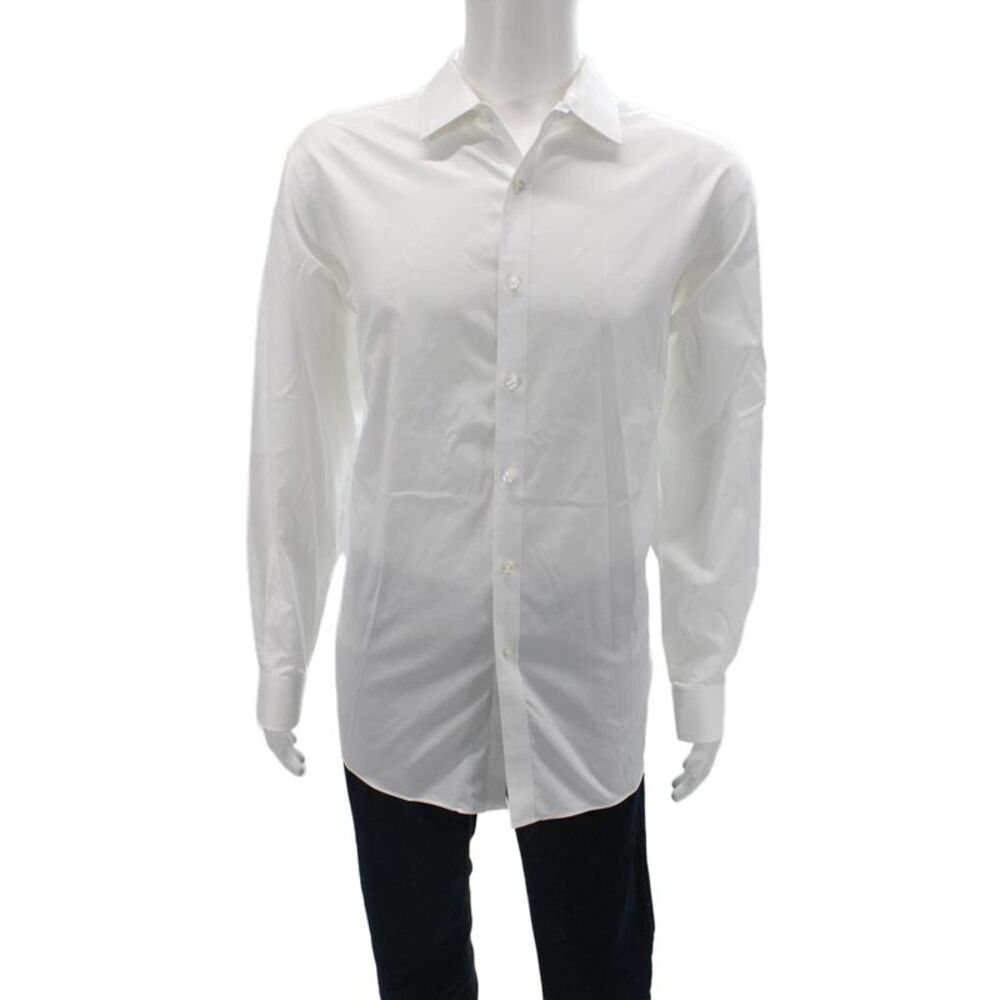 Hart Schaffner Marx Mens Point Collar Dress Shirt White Long Sleeve Size XL